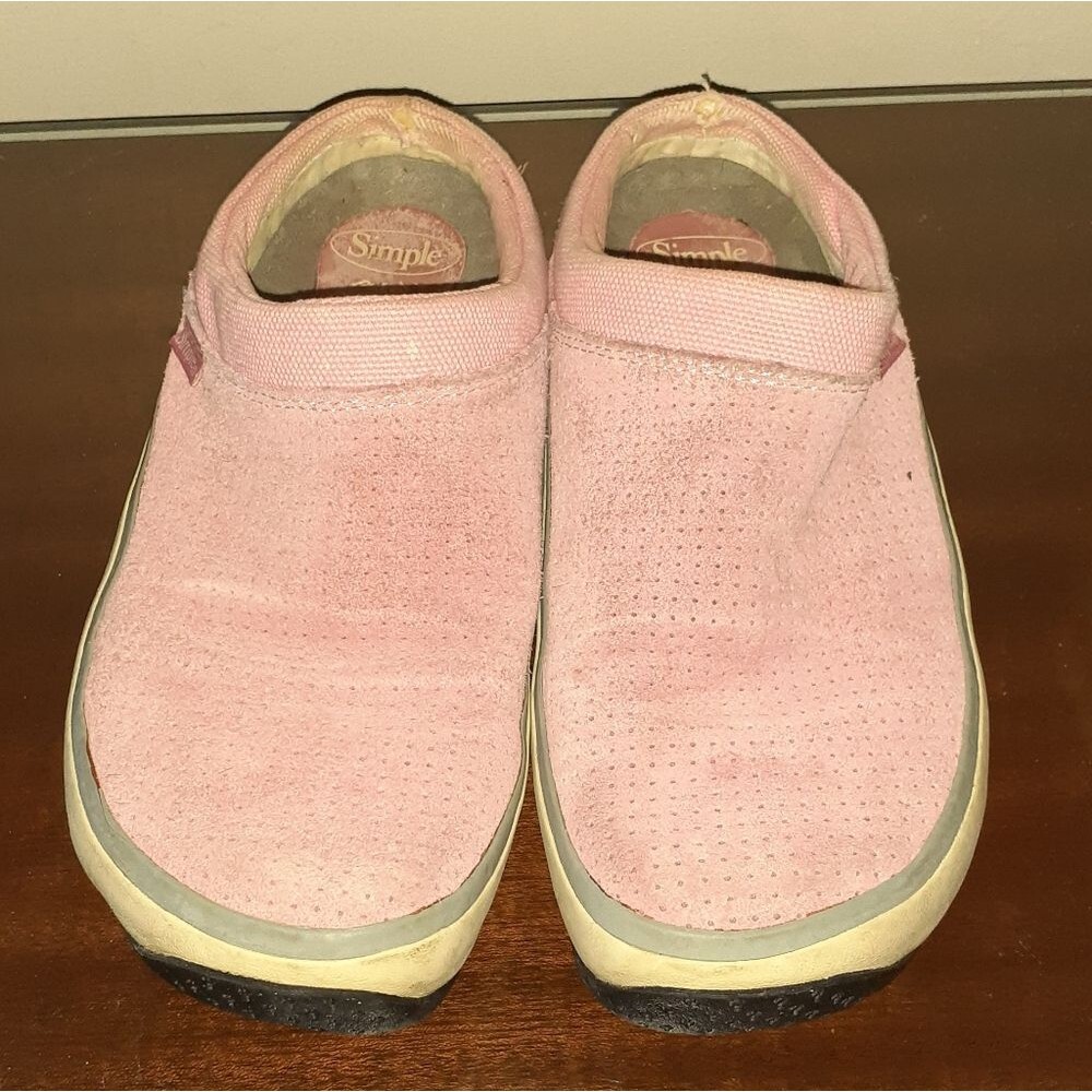 Simple Shoes Womens 7.5 W Pink Slip-On Shoes Clogs Flat Comfort Suede Leather